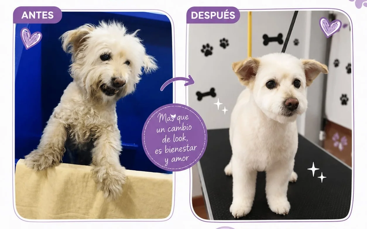 Antes y después realizado por Maskotízate Pet Shop Spa